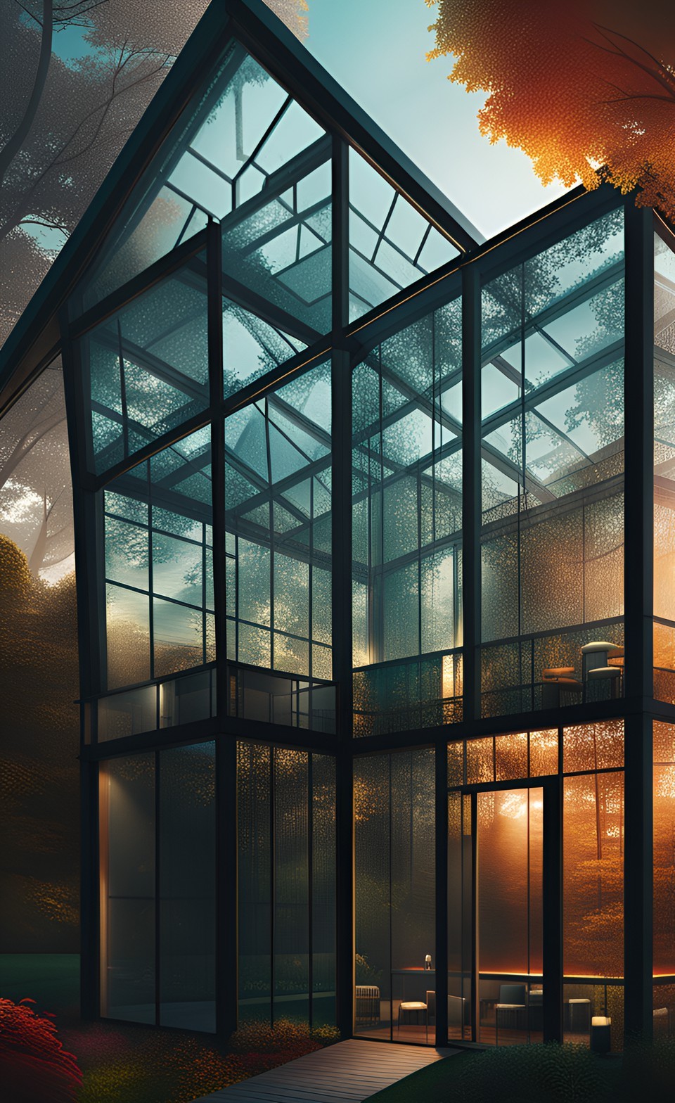 Glass House iPhone Wallpaper 4K