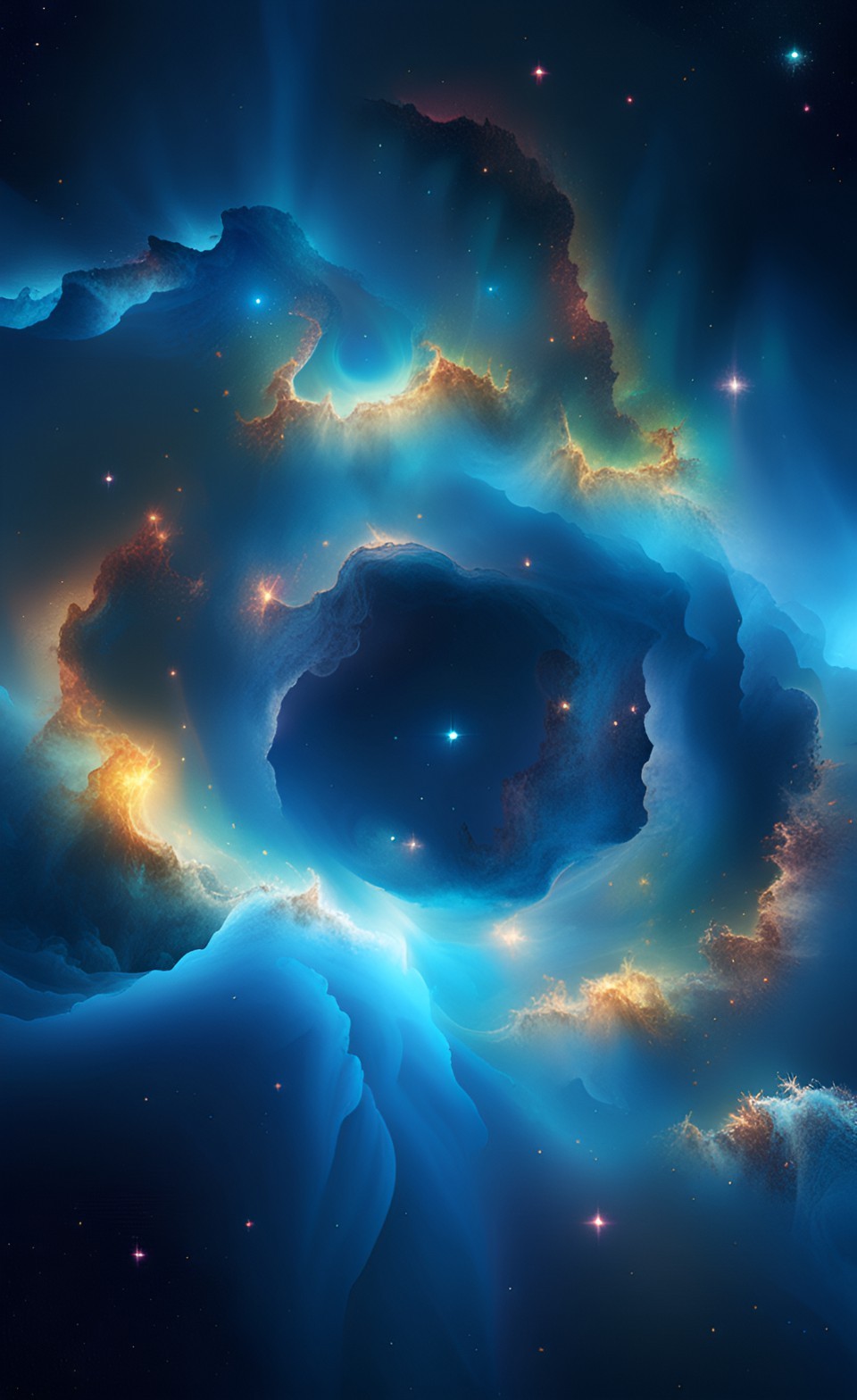 Blue Nebula Galaxy Space iPhone Wallpaper 4K