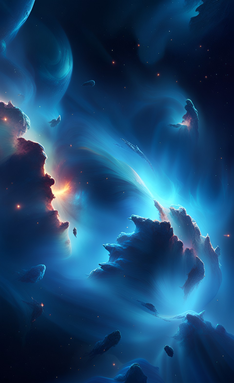 Blue Nebula Galaxy Space iPhone Wallpaper 4K