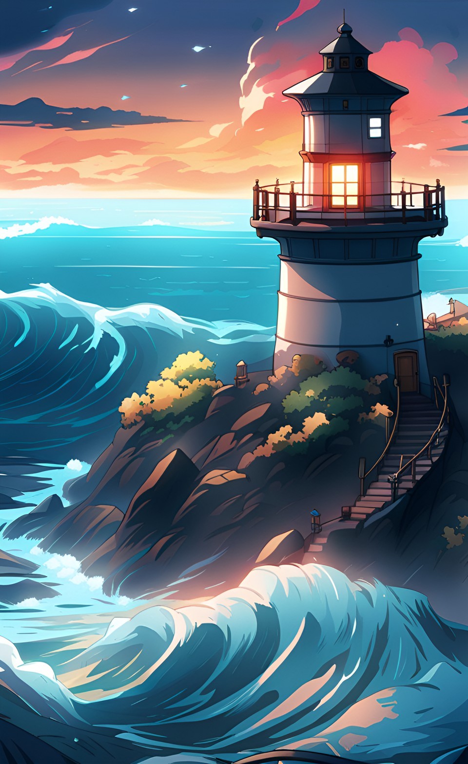 Anime Lighthouse iPhone Wallpaper 4K
