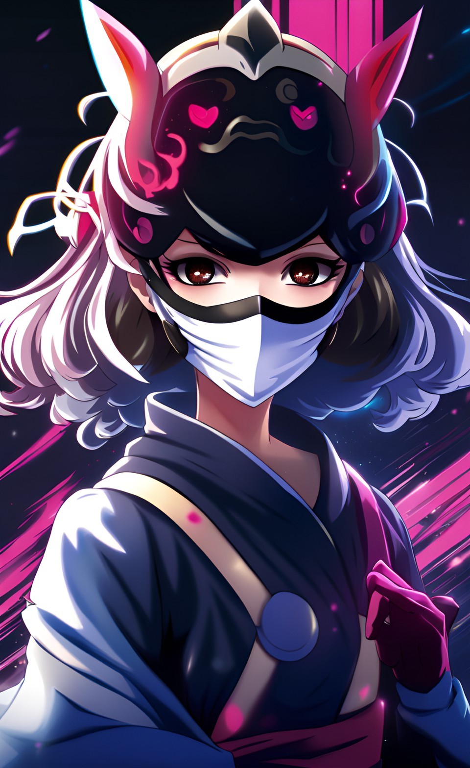 Masked Girl Anime iPhone Wallpaper 4K