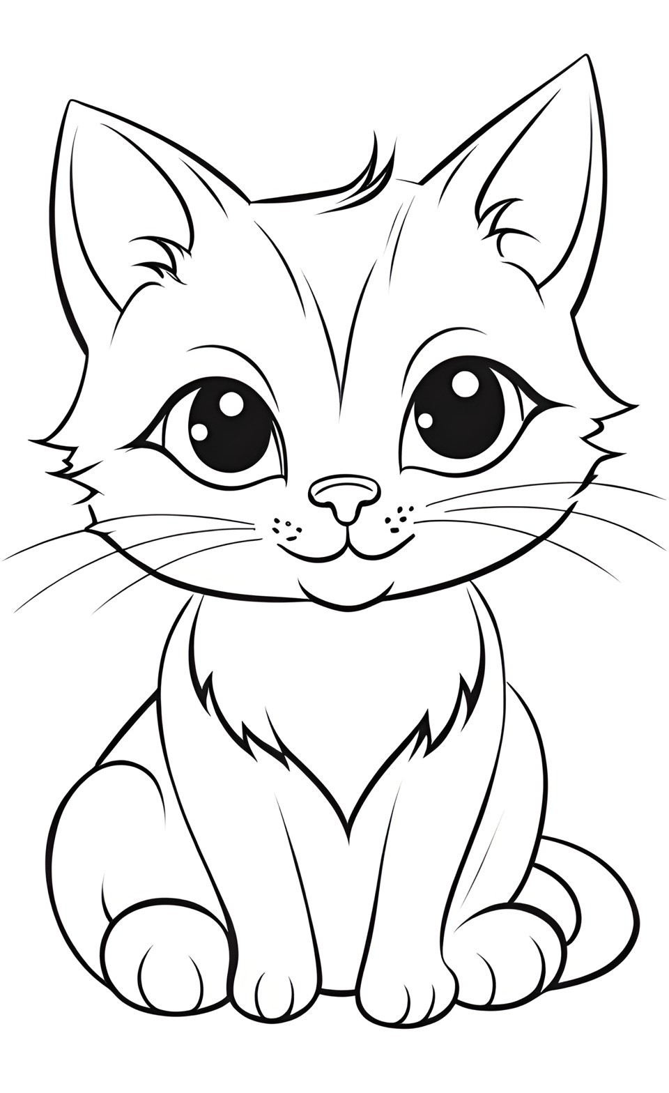 simple cat coloring pages for kids #3