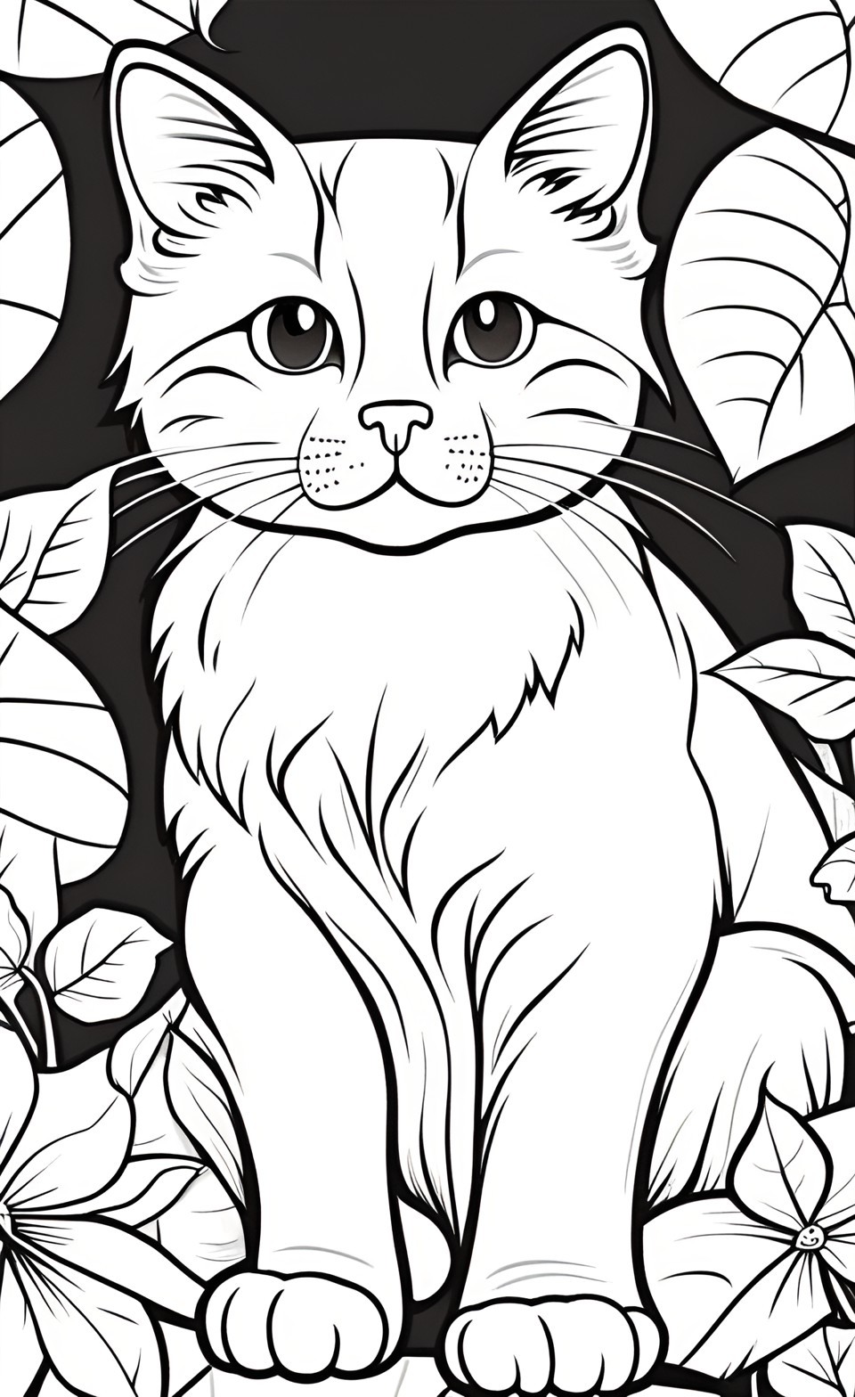 simple cat coloring pages for kids #3