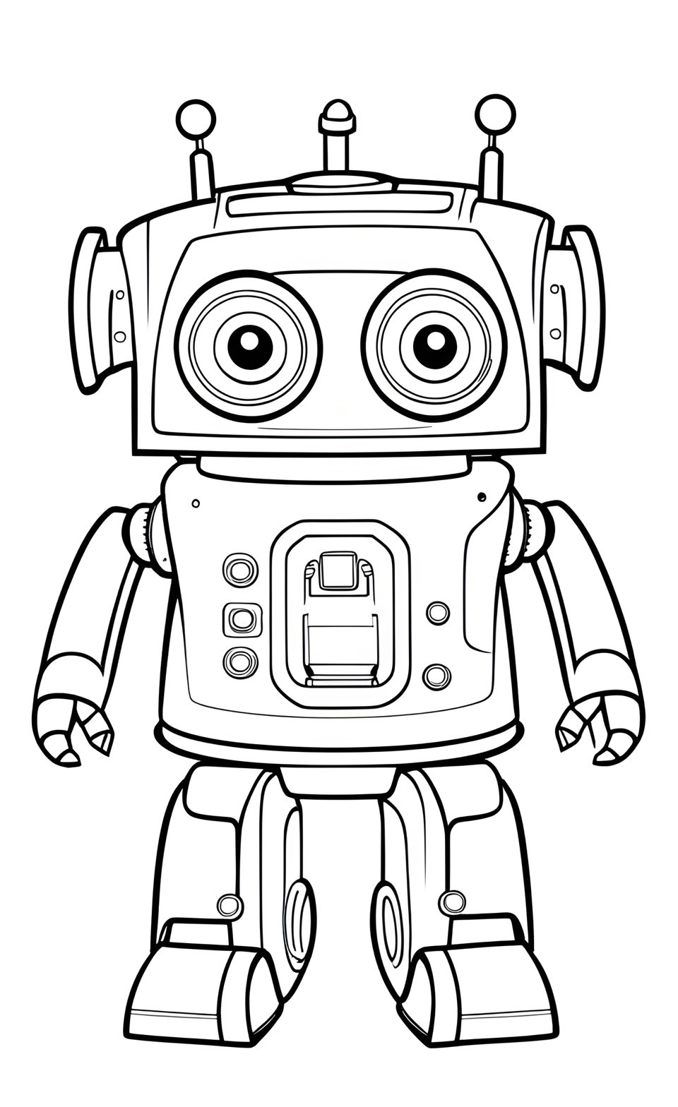 Simple Robot coloring pages for kids