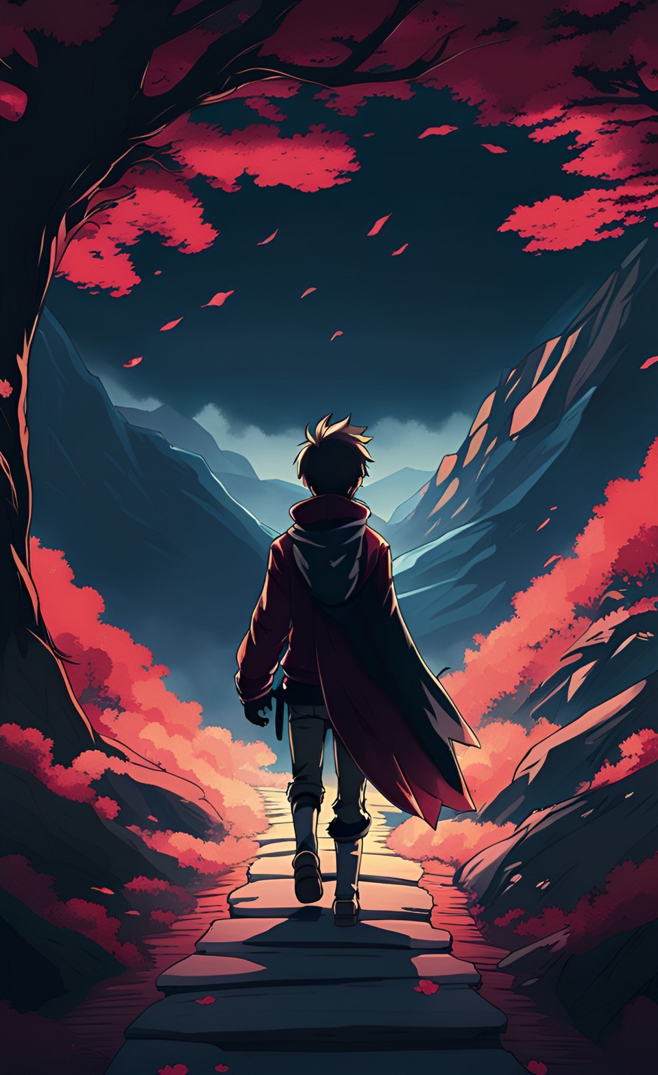Solitude path an anime boy solo journey iPhone Wallpaper 4K