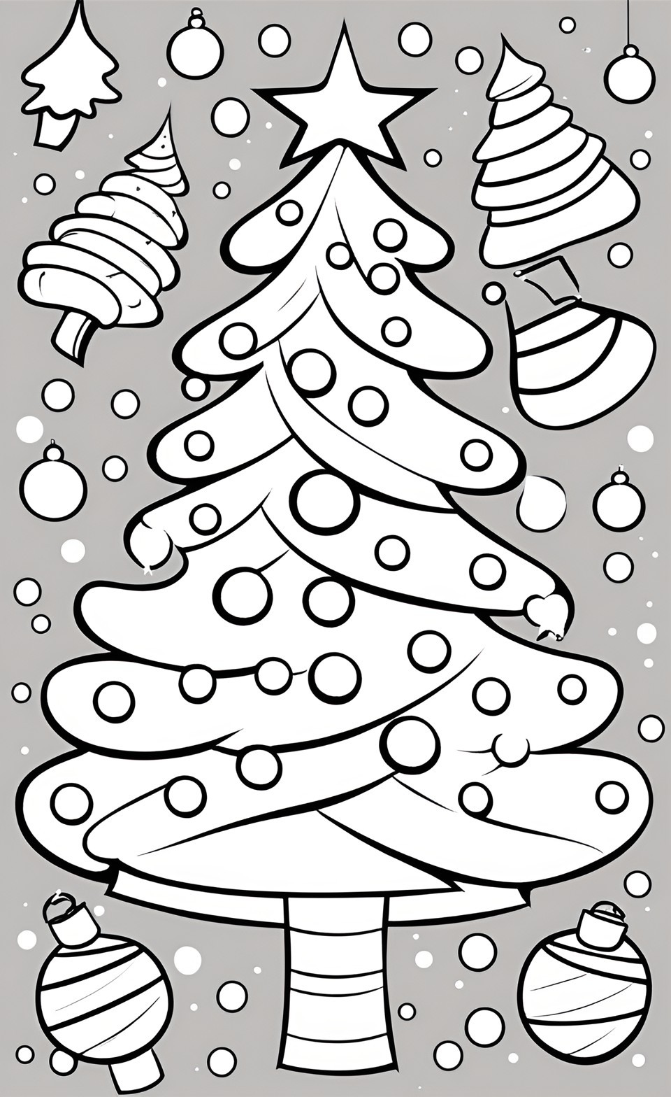 Simple Christmas Tree coloring pages for kids