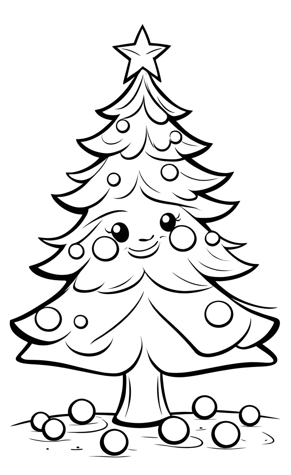 Simple Christmas Tree coloring pages for kids