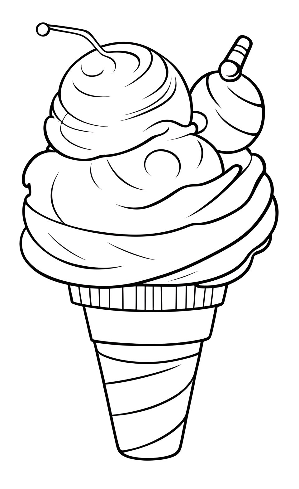 Simple Summer Ice Cream coloring pages for kids