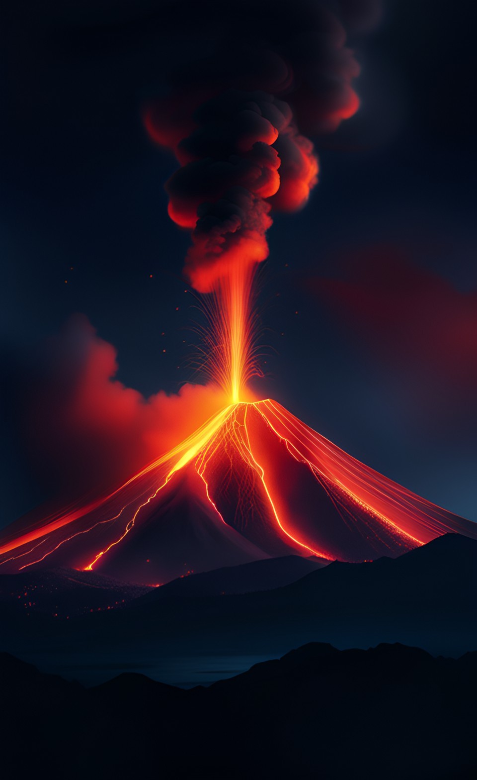 Volcano in Night iPhone Wallpaper 4K