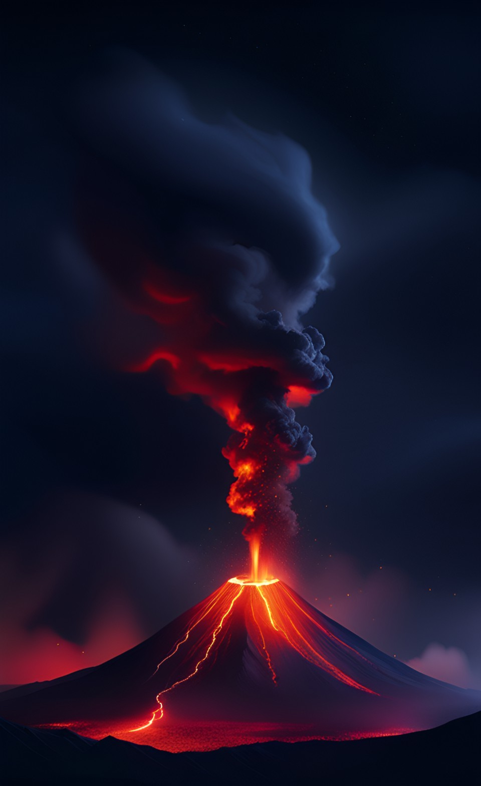 Volcano in Night iPhone Wallpaper 4K