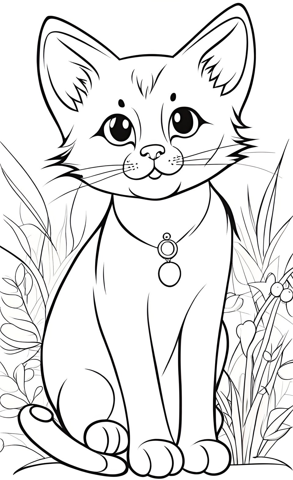 simple cat coloring pages for kids #2