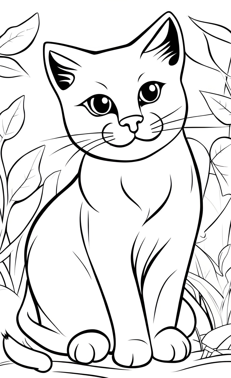 simple cat coloring pages for kids #2