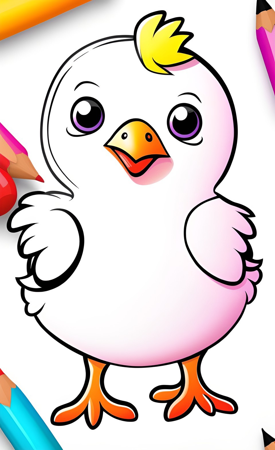 simple Chicken coloring pages for kids #1