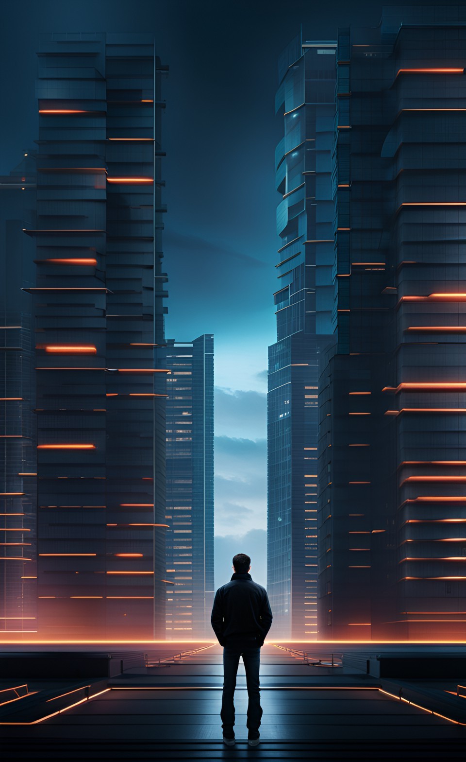Man and Buildings iPhone Wallpaper 4K