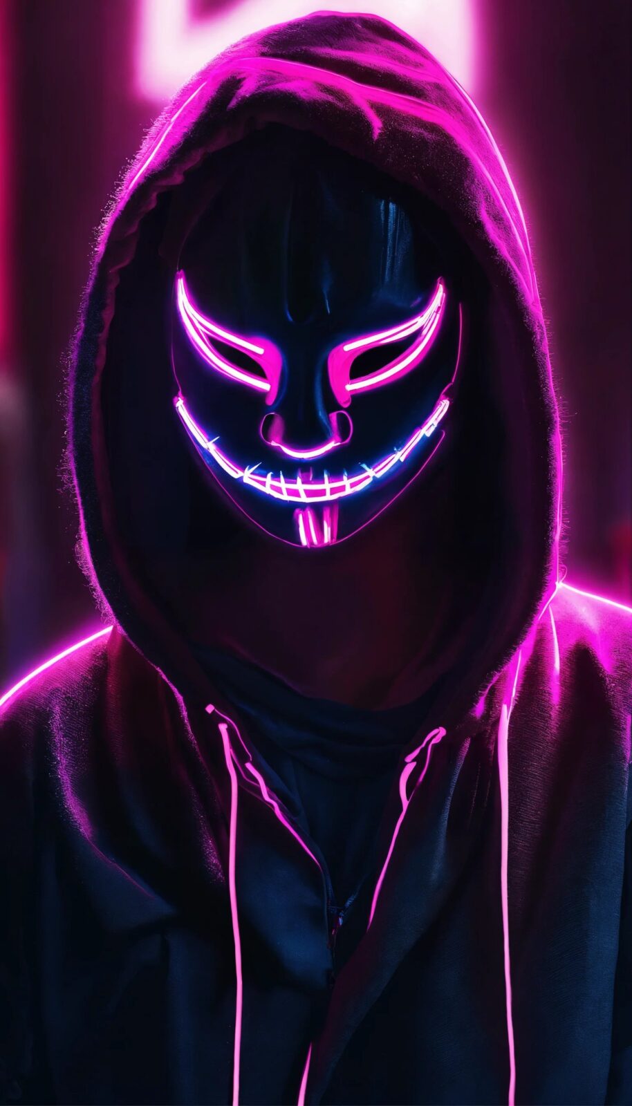 Neon Mask Hoodie iPhone Wallpaper 4K | Free Download