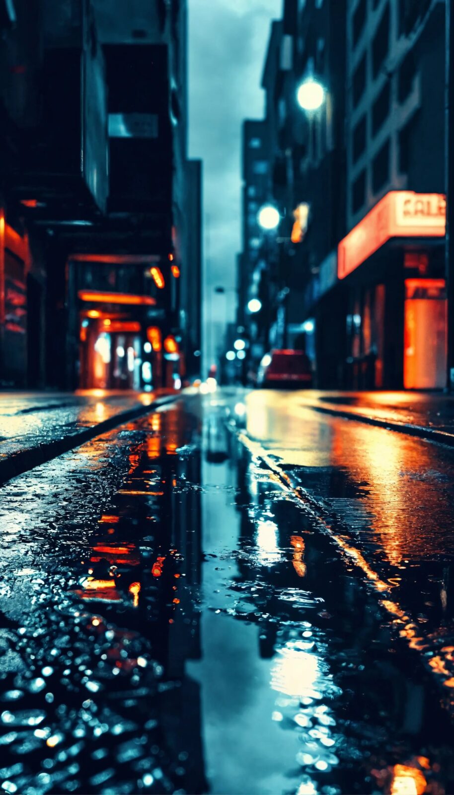 Wet Road Reflection Urban Cityscapes iPhone Wallpapers 4K