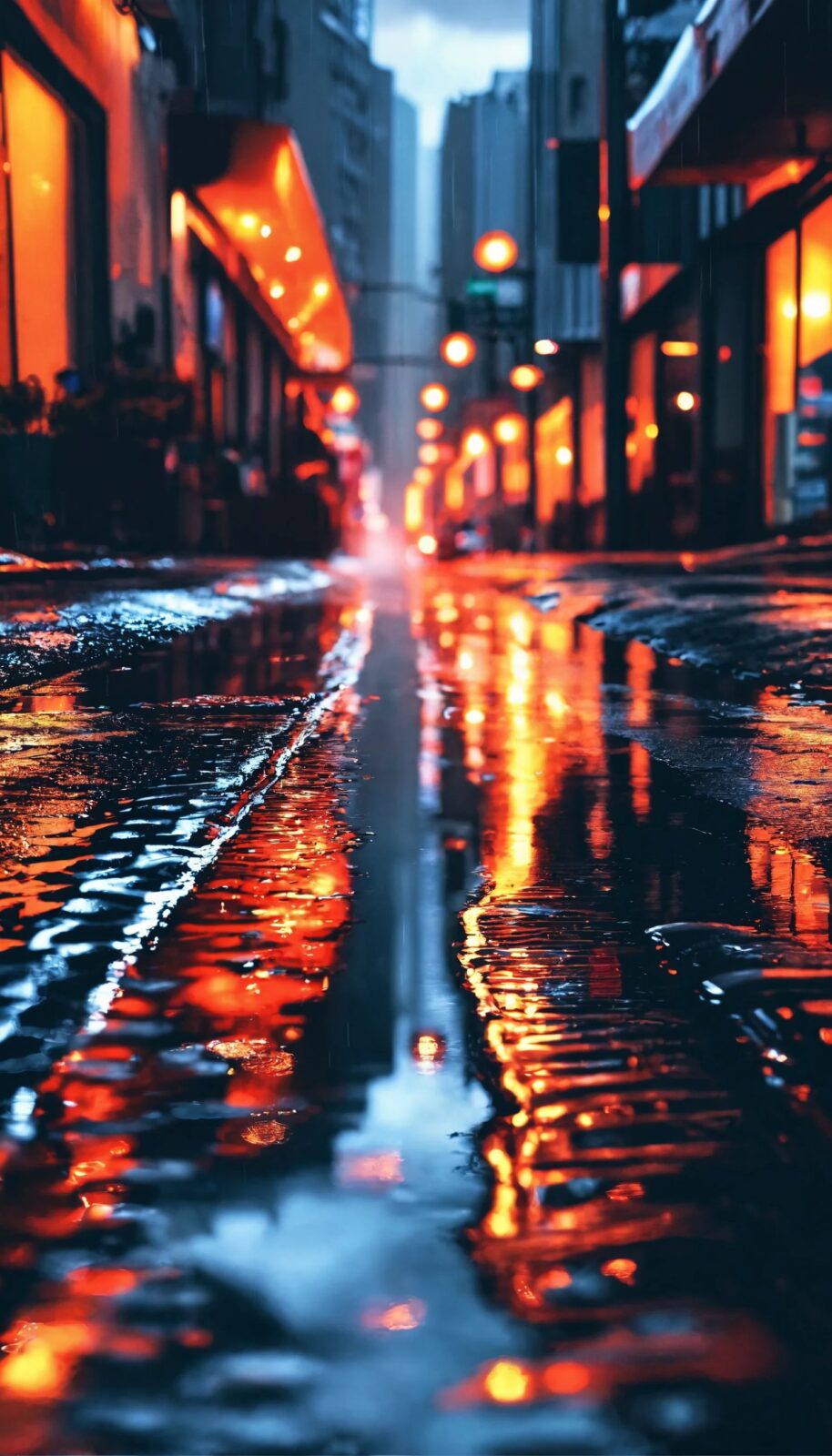 Wet Road Reflection Urban Cityscapes iPhone Wallpapers 4K