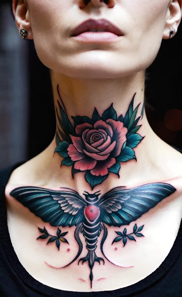 28 Female Throat Tattoo Ideas