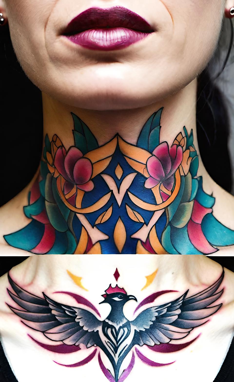 29 Female Throat Tattoo İdeas
