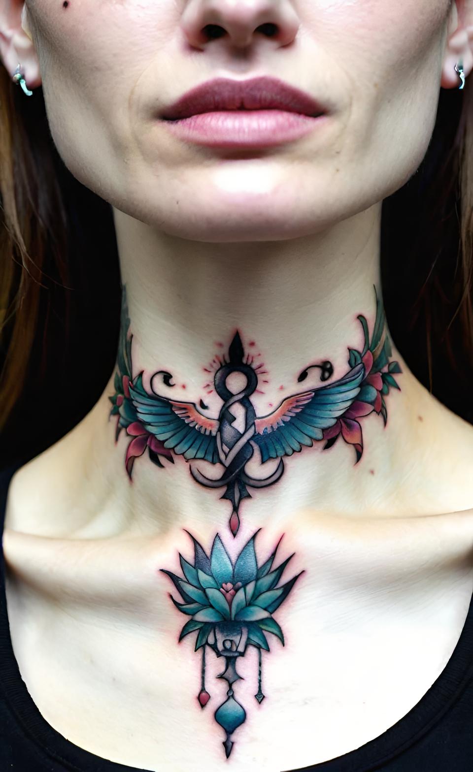 29 Female Throat Tattoo İdeas
