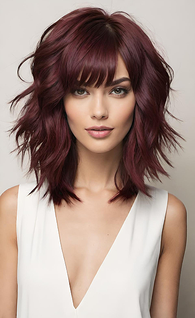 13  Soft and Flowy Burgundy Shag Haircuts